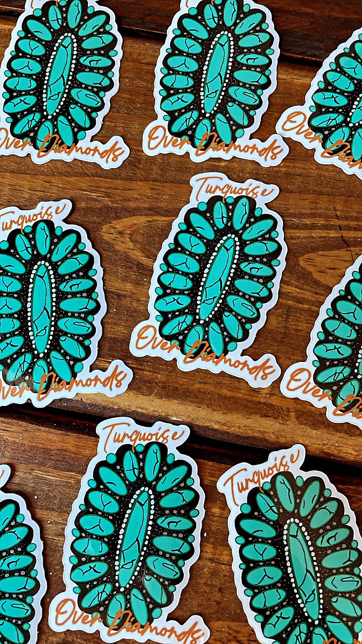 Turquoise Over Diamonds Decal