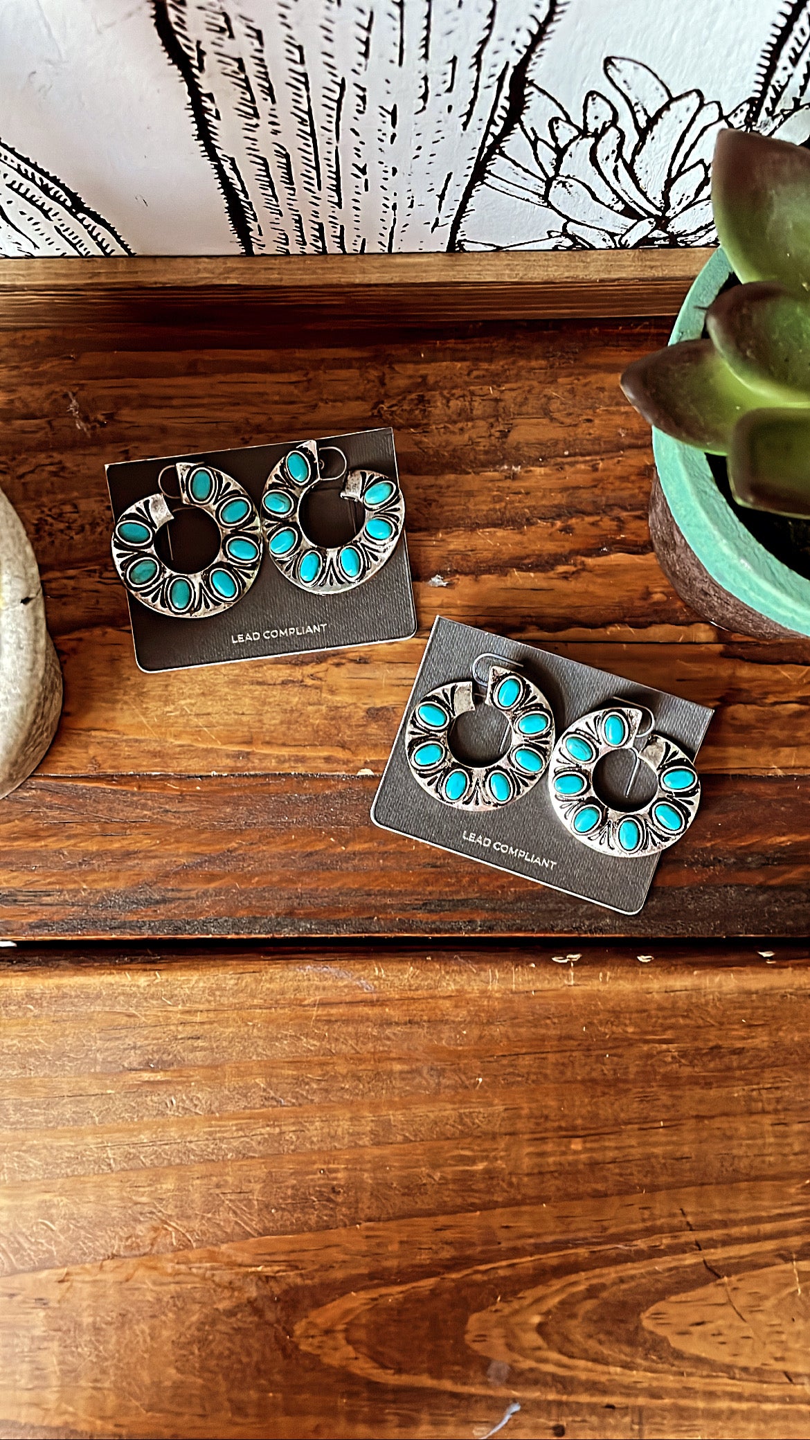 Turquoise Stone Hoops