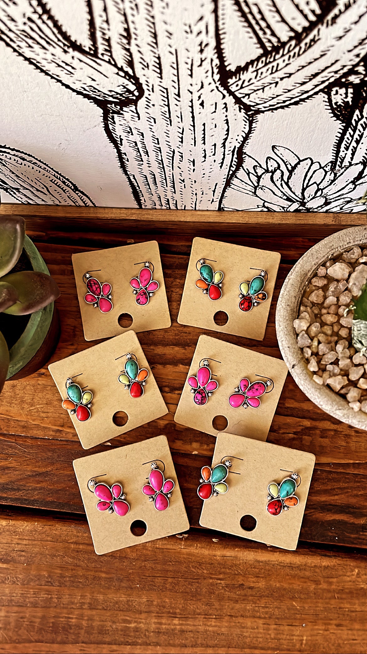 Cactus Stone Post Earrings