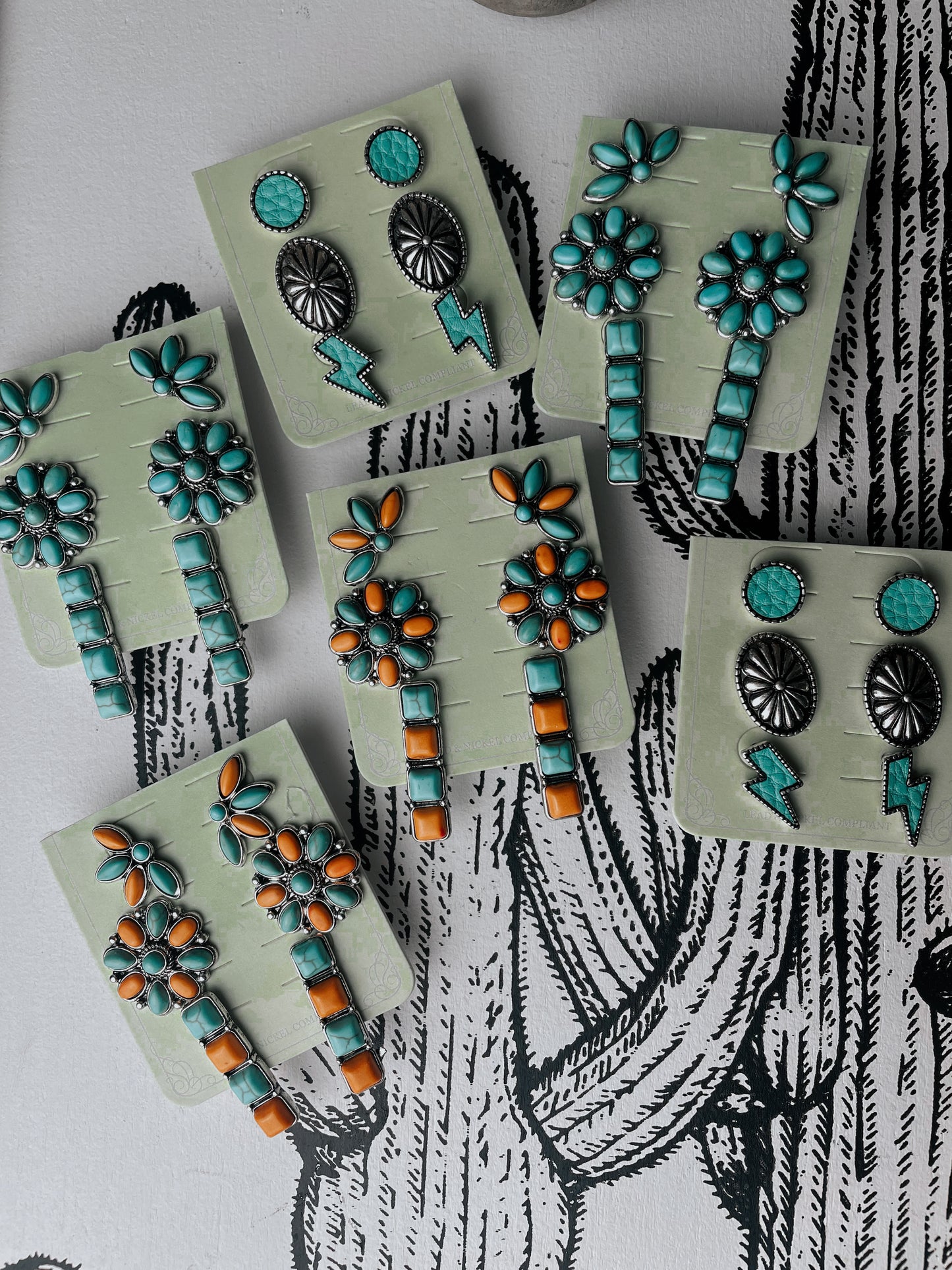 Turquoise 3pc Earring Set