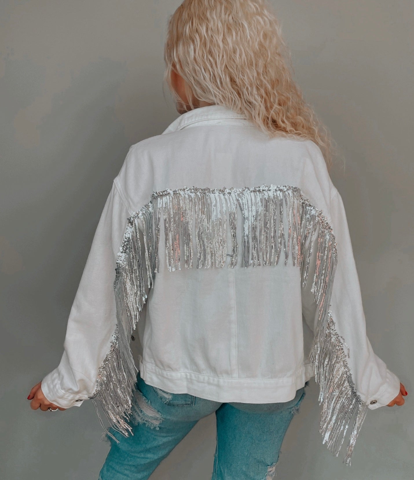 You Proof Rhinestone Fringe Jacket