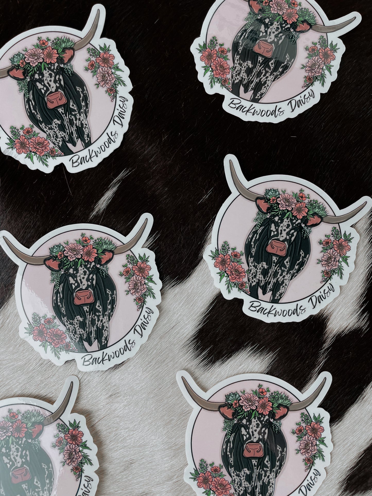 Backwoods Daisy Logo Cow Decal