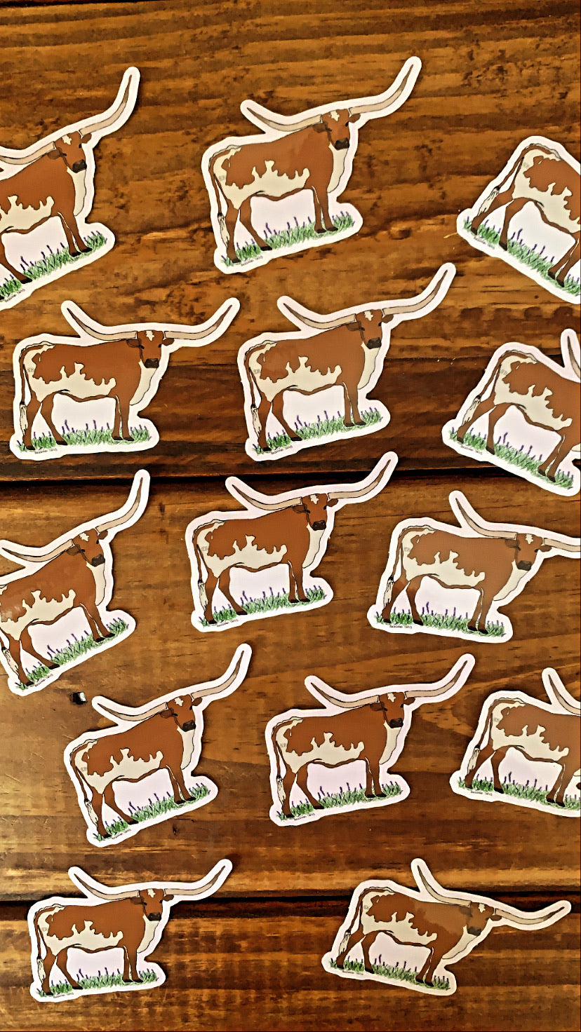 LONGHORN AND BLUE BONNETS DECAL