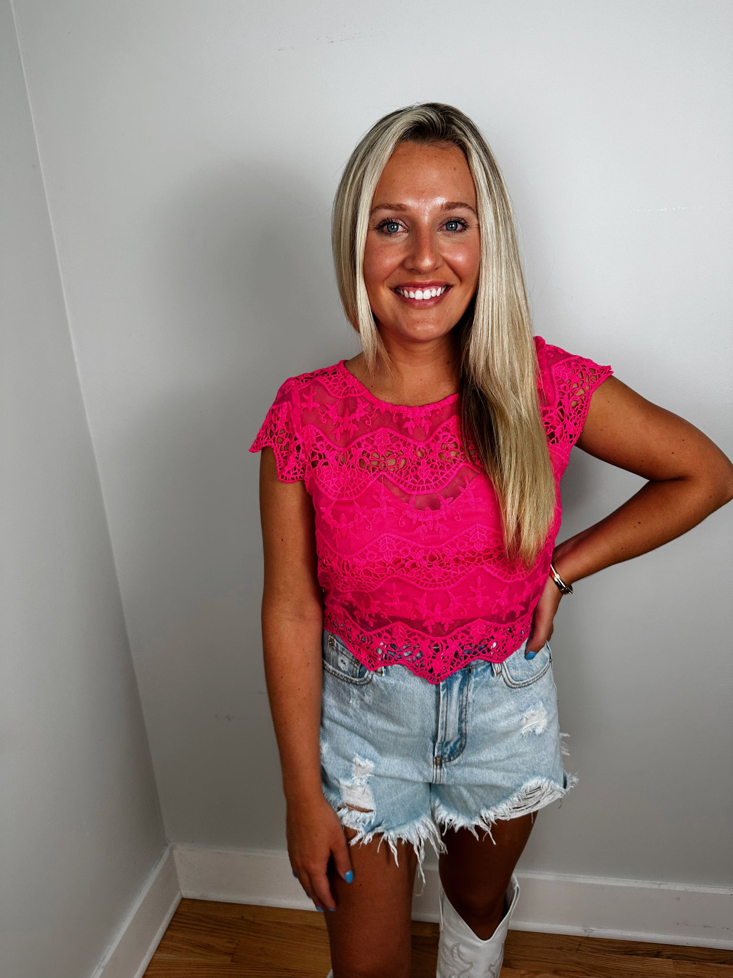 Love Story Fuchsia Lace Top