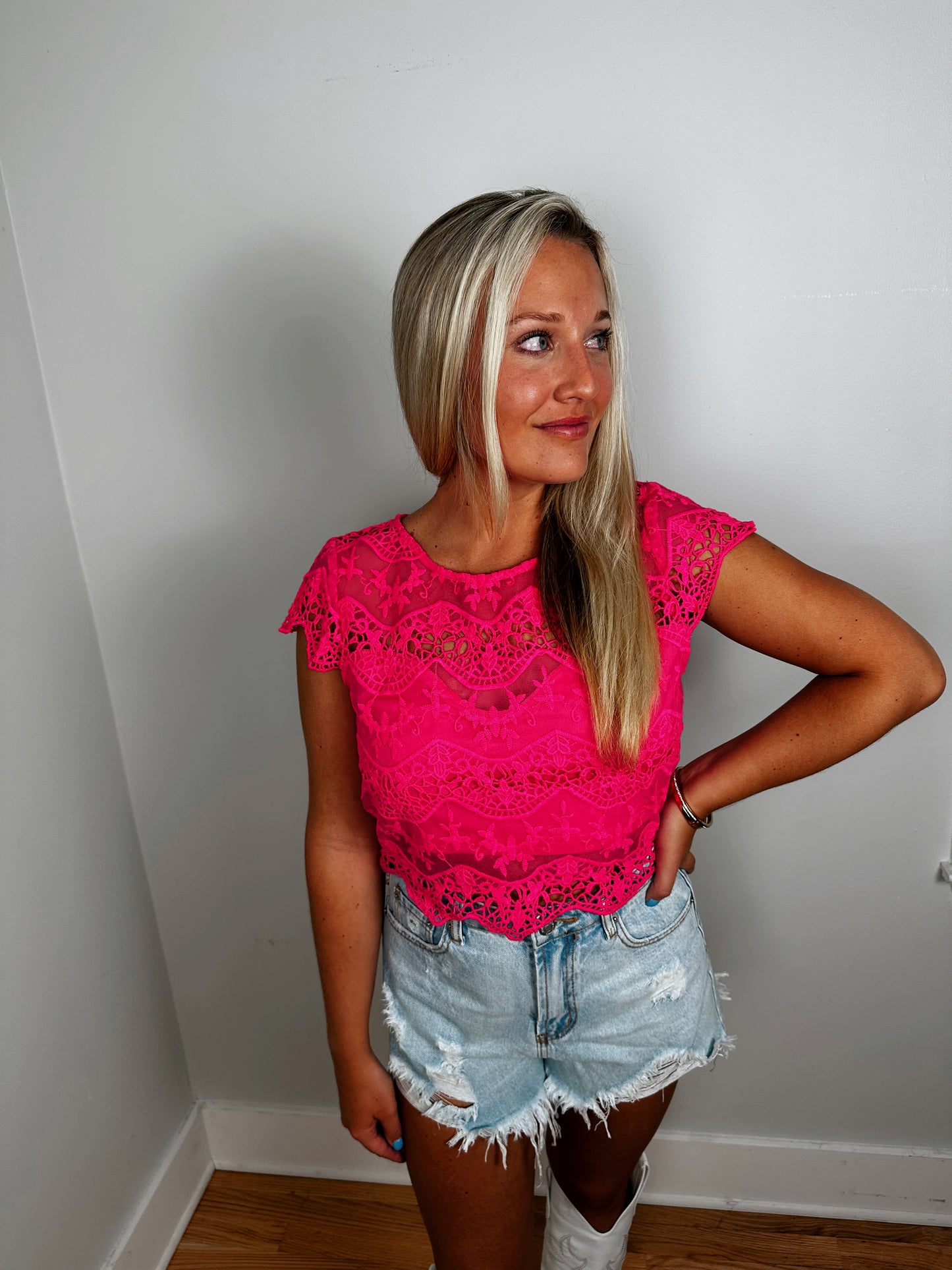Love Story Fuchsia Lace Top