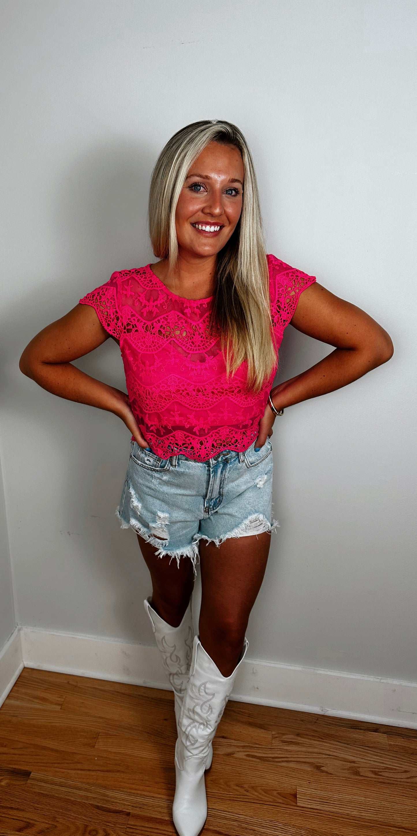 Love Story Fuchsia Lace Top