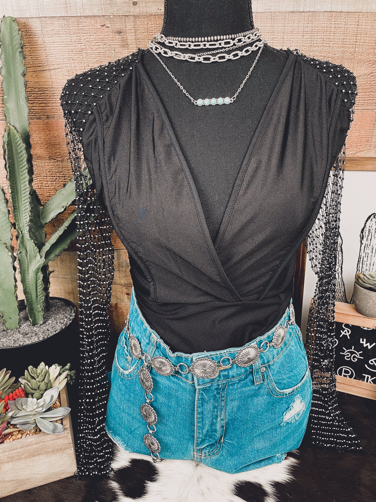 Hello Darlin’ Rhinestone Sleeve Bodysuit