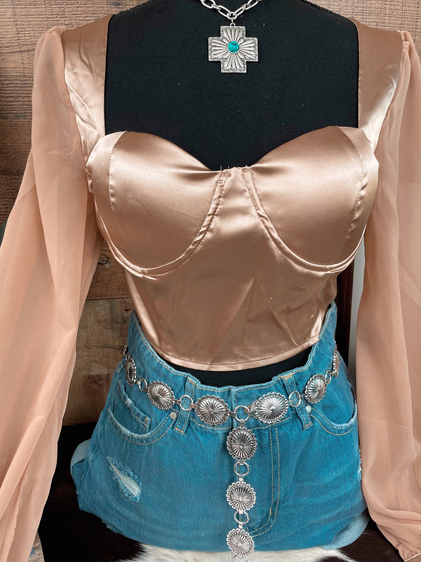 Here You Come Again Satin Crop Top