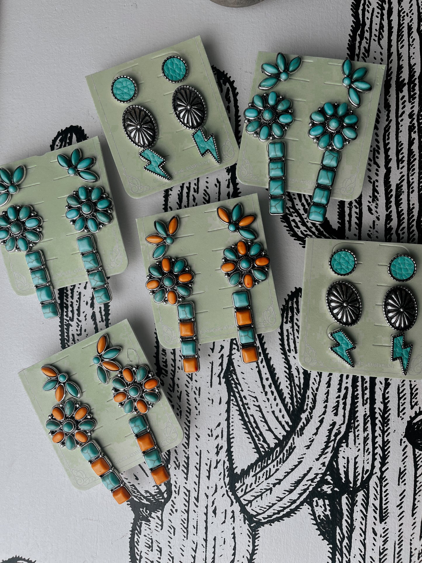 Turquoise 3pc Earring Set
