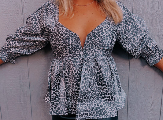 Cheetah Print Satin Top