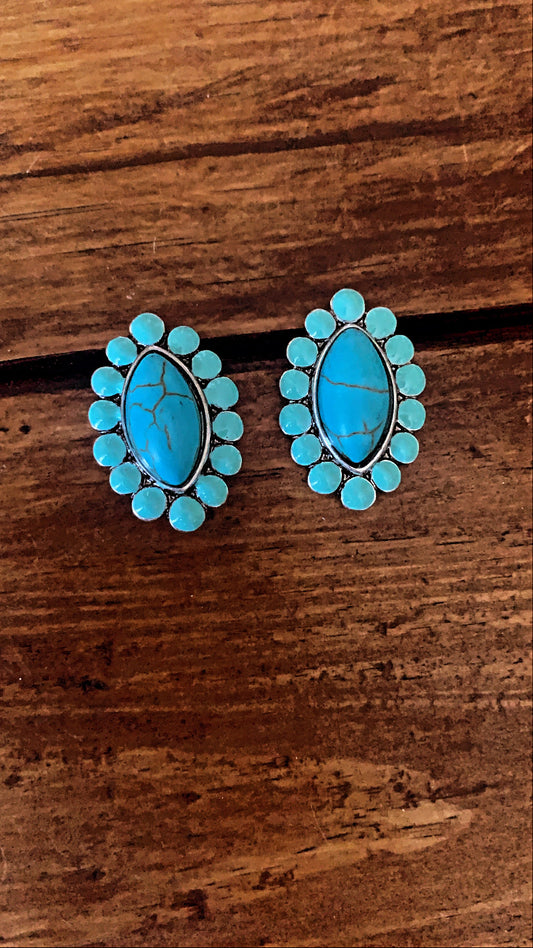 Turquoise Cluster Post Earrings