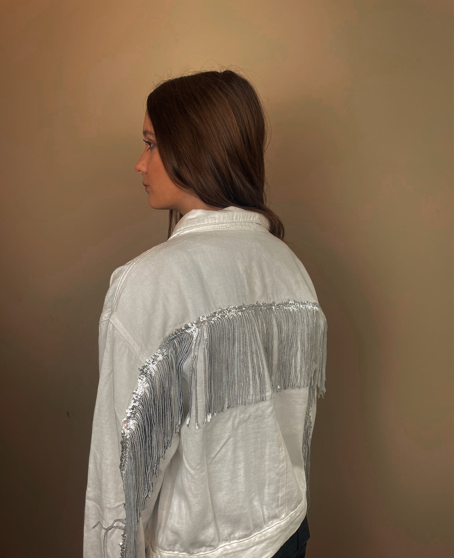 You Proof Rhinestone Fringe Jacket