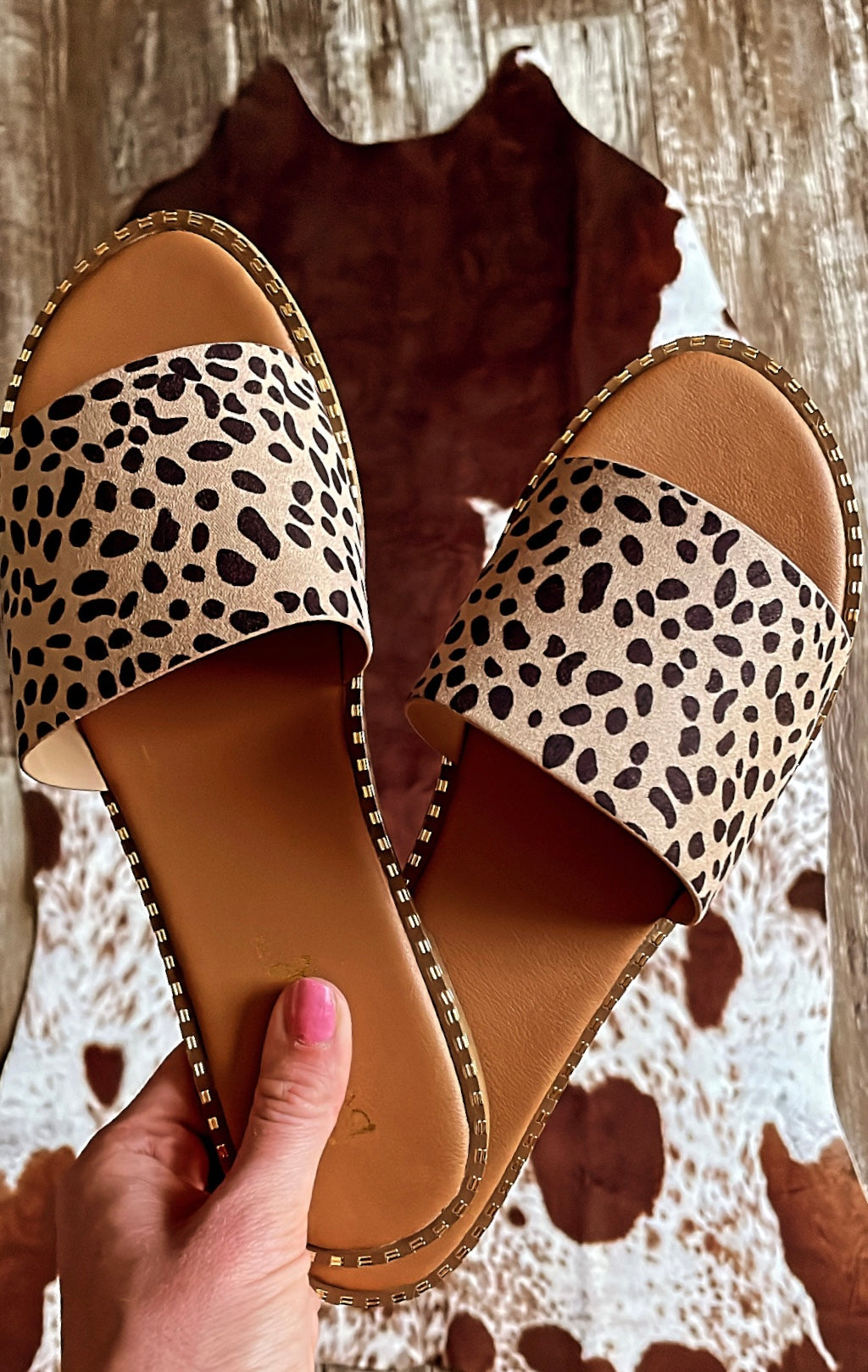Material Girl Cheetah Slides