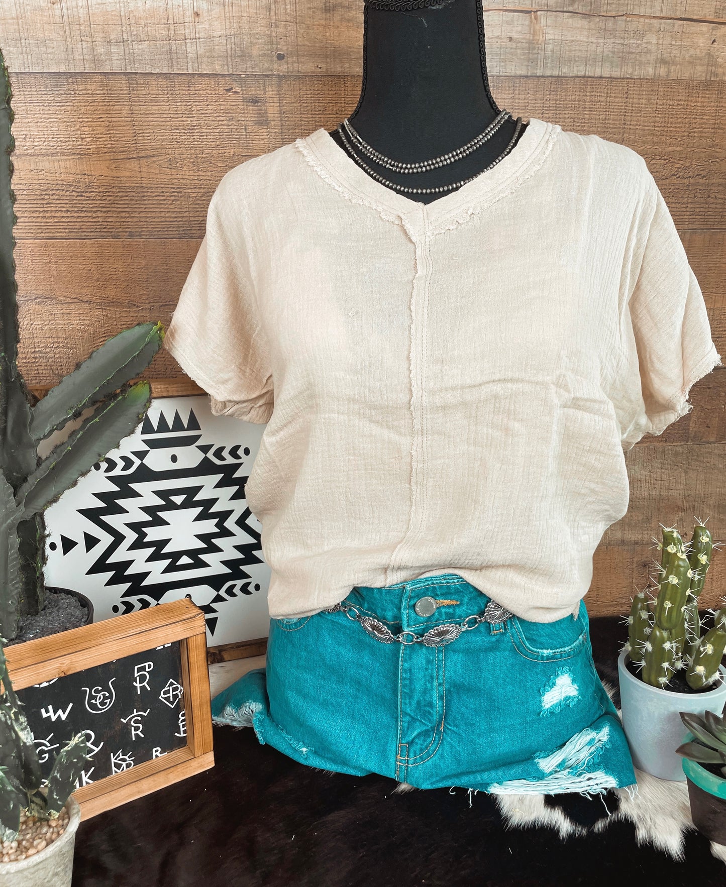 Geraldene Raw Hem Top