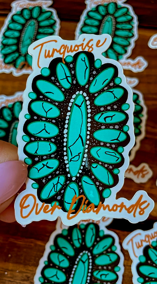 Turquoise Over Diamonds Decal