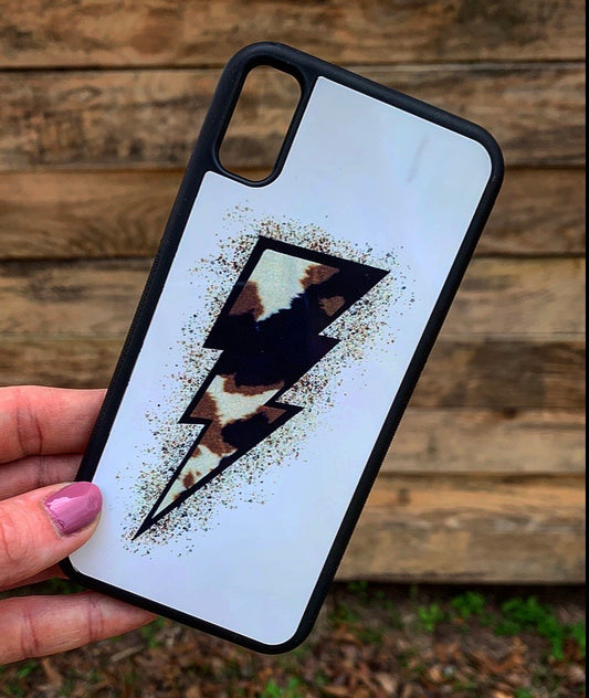 COWHIDE LIGHTENING BOLT PHONE CASE